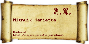 Mitnyik Marietta névjegykártya